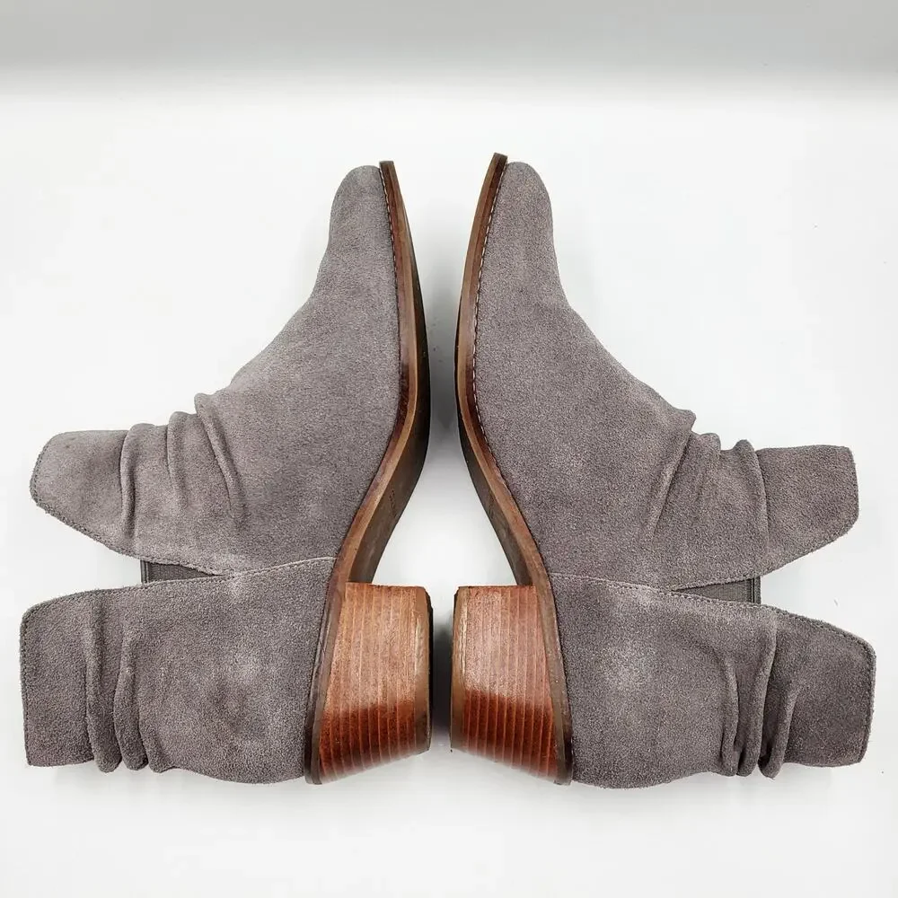 Cole Haan Alayna Gray Suede Slouch Ankle Booties Stacked Block Heel Women’s Sz 7 - Picture 6 of 11